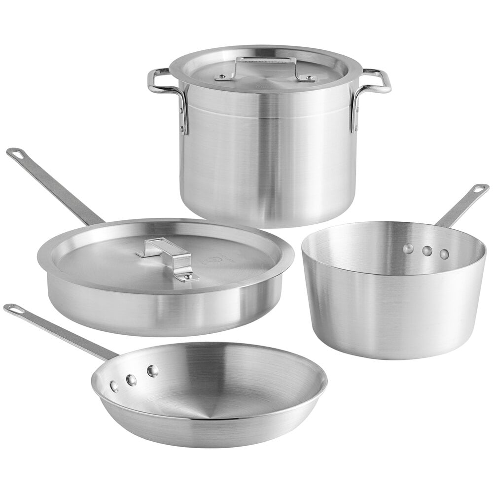 Choice 6Piece Aluminum Cookware Set with 3.75 Qt. Sauce Pan, 5 Qt. Saute Pan with Cover, 8 Qt