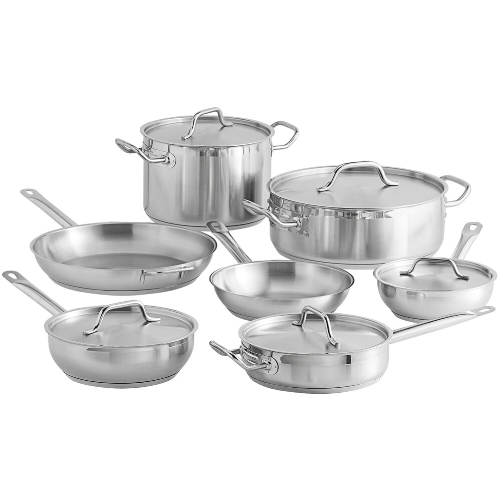 Vigor SS1 Series 8-Piece Induction Ready Stainless Steel Cookware Set with  2 Qt., 6 Qt. Sauce Pans, 20 Qt. Stock Pot with Covers, and 9.5 Non-Stick  Frying Pan