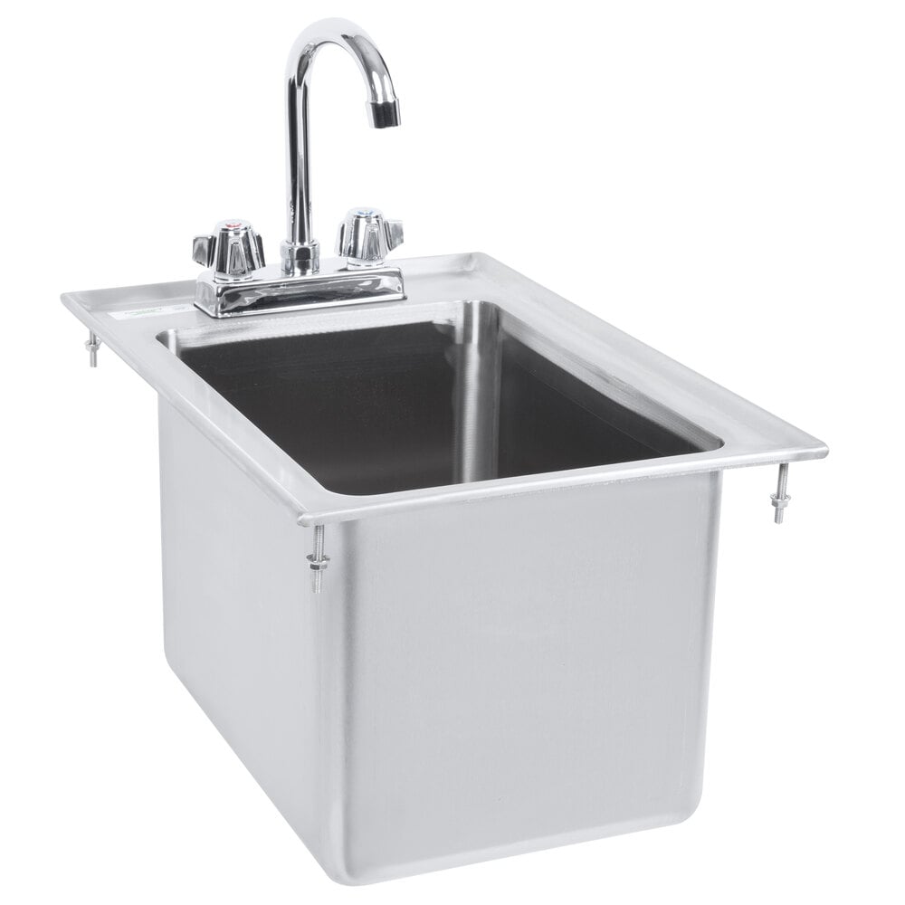 Regency 10 inch x 14 inch x 10 inch 16-Gauge Stainless Steel One Compartment Drop-In Sink