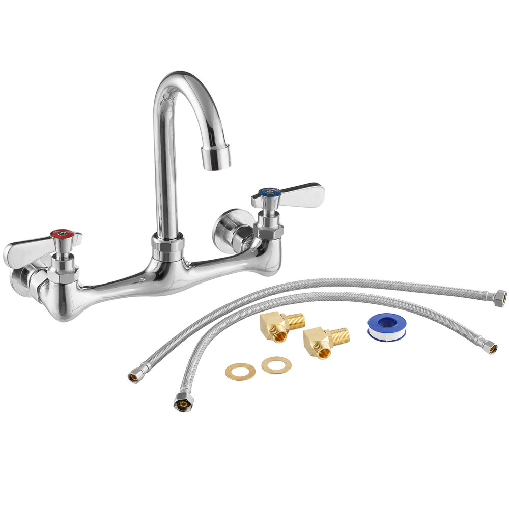 Regency Wall Mount Faucet with 8 inch Gooseneck Spout, 8 inch Centers, and Install Kit