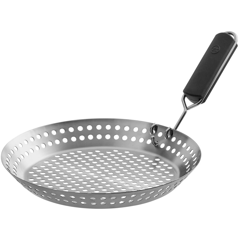 Outset® 76143 12" Diameter Stainless Steel Perforated Grill Skillet