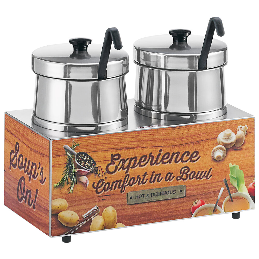 Server 87635 Double 5 Qt. Soup Warmer with Hinged Lids and Decorative Sides 120V, 1000W