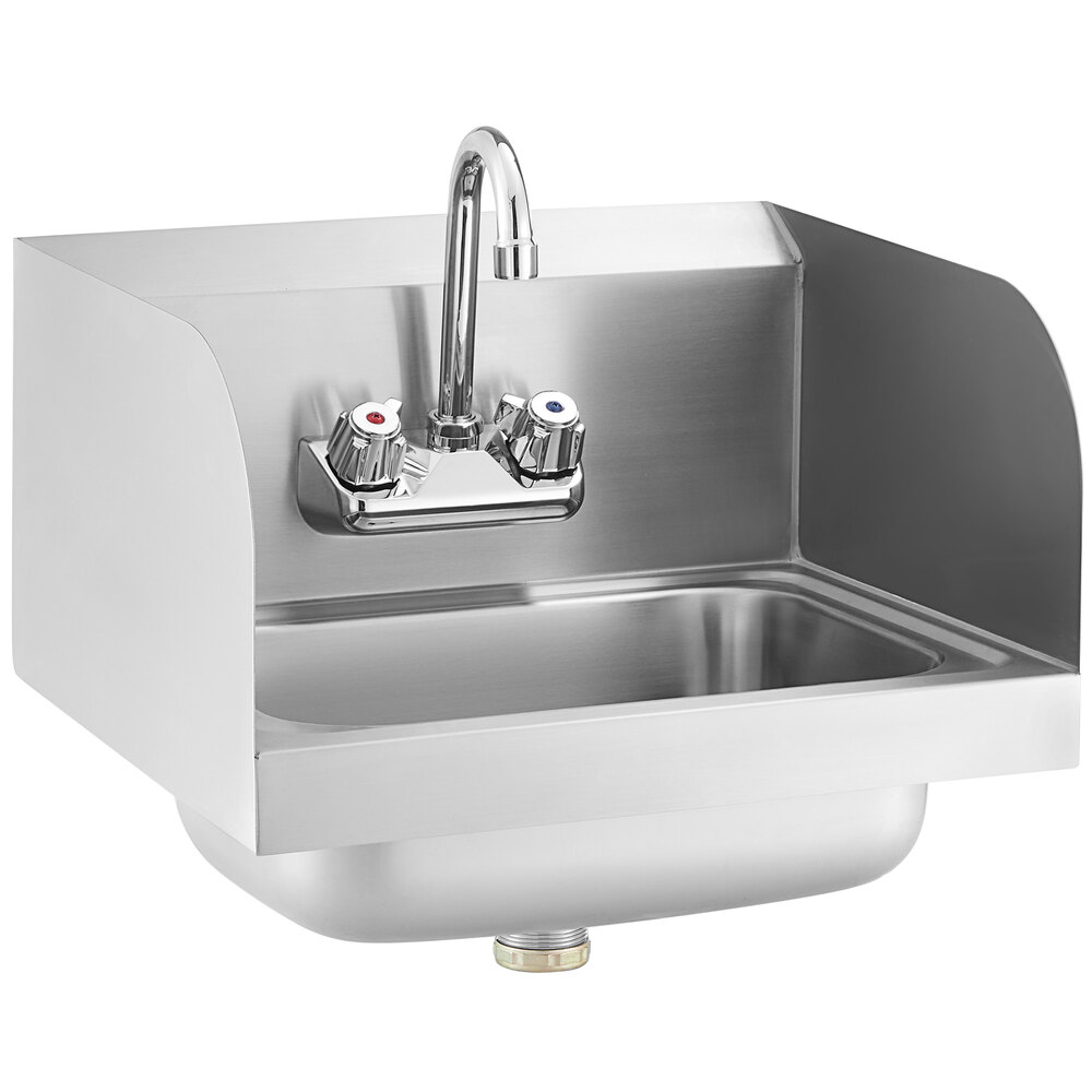 Steelton 17" x 15" Wall Mounted Hand Sink with Gooseneck Faucet and