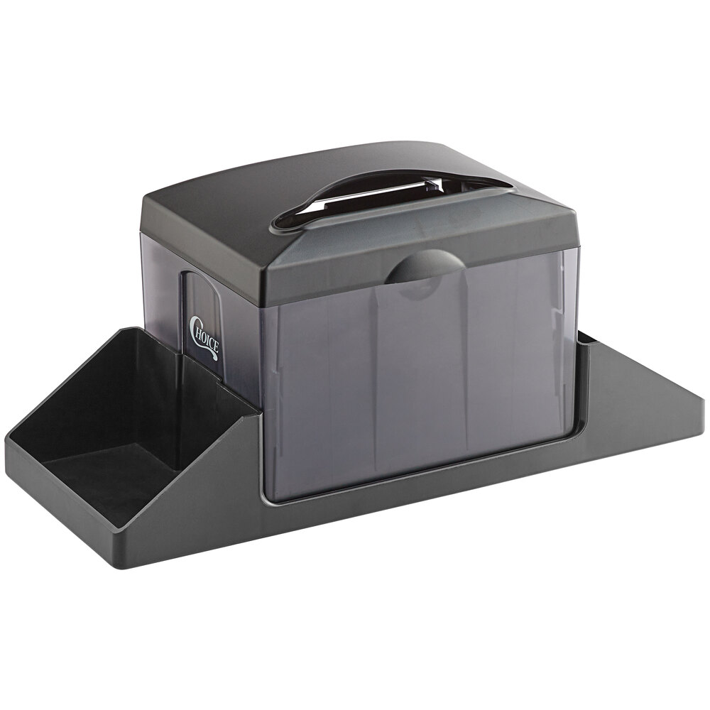 Choice Tabletop Napkin Dispenser w/ Condiment Caddy (Black)