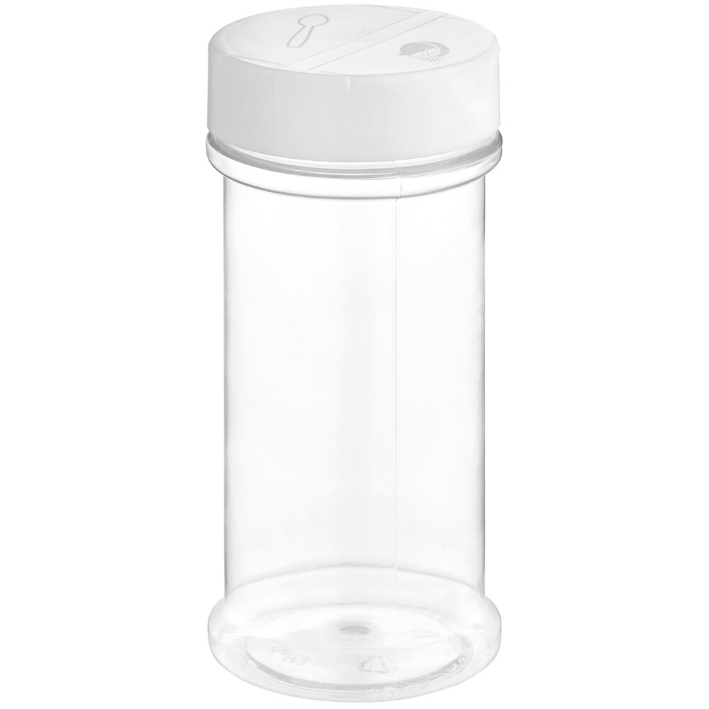 63/485 12 oz. Round Plastic Spice Container and White