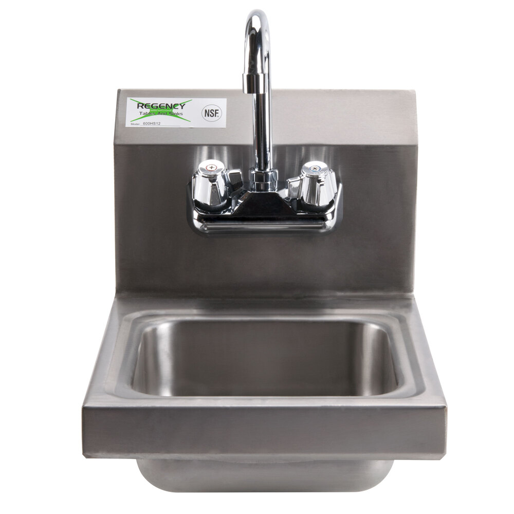 Regency 12" x 16" Wall Mounted Hand Sink with Goose   neck Faucet