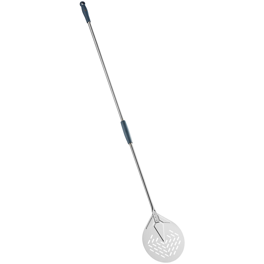 GI Metal Evoluzione 8" Stainless Steel Round Perforated Pizza Peel with