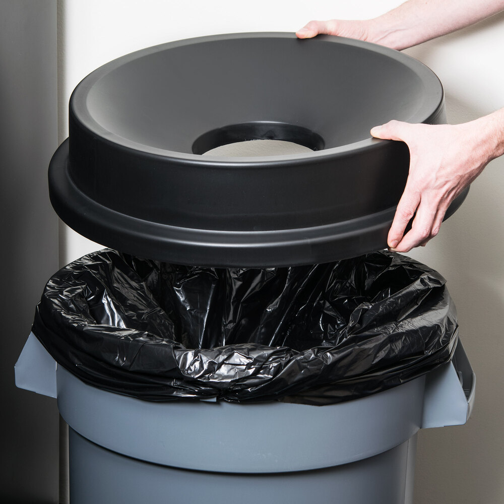 32 Gallon Black Funnel Top Trash Can Lid