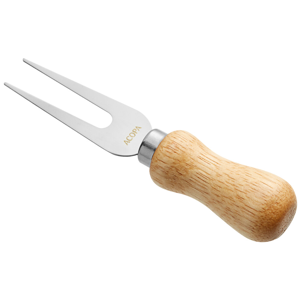 Acopa 5 1/8" Stainless Steel Cheese Fork with Wood Handle