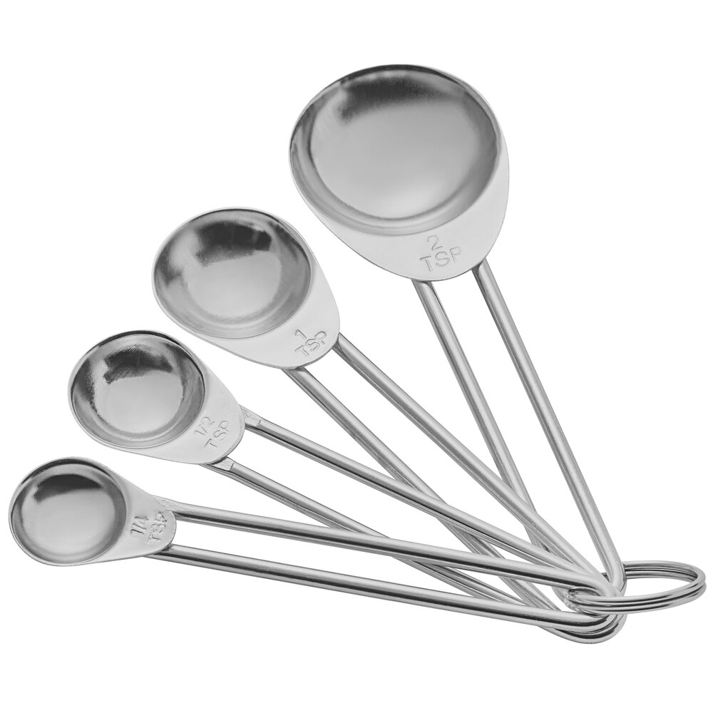 4 Piece Stainless Steel Measuring Spoon Set with Gray Handle