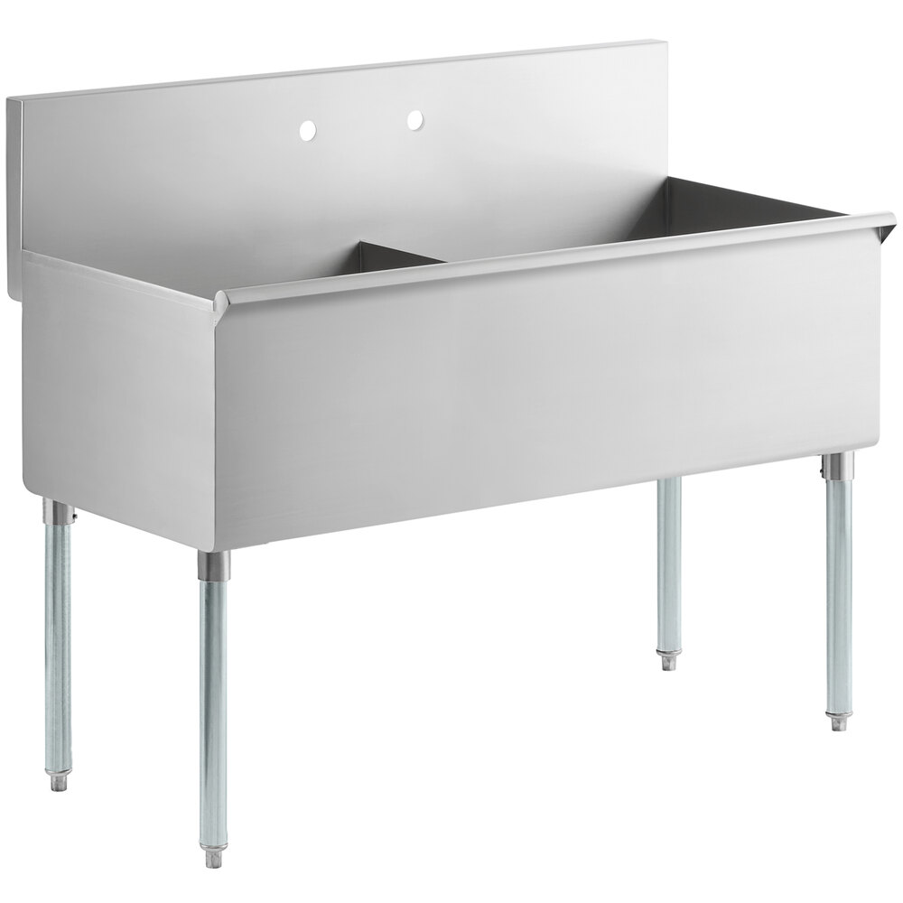 Regency 48 inch 16-Gauge Stainless Steel Two Compartment Commercial Utility Sink - 24 inch x 21 inch x 14 inch Bowl