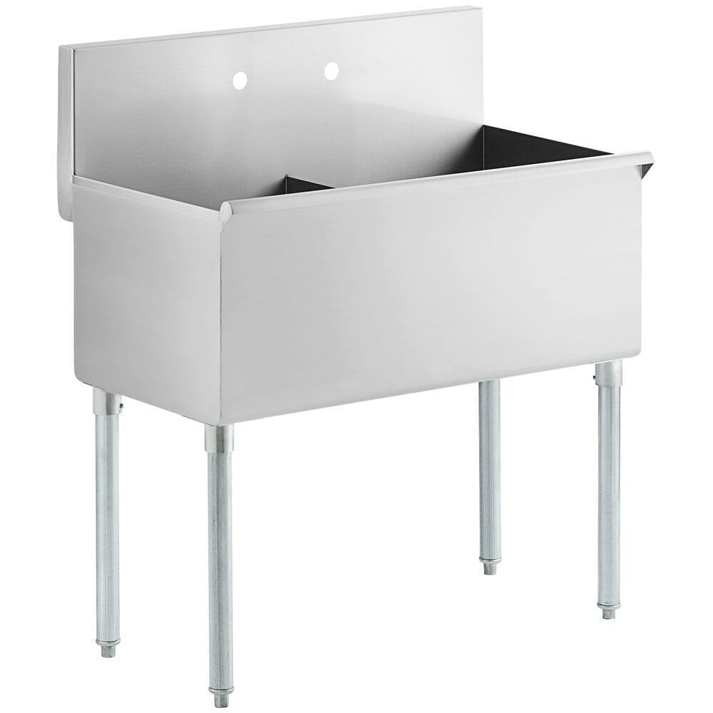 Regency 36 inch 16-Gauge Stainless Steel Two Compartment Commercial Utility Sink - 18 inch x 18 inch x 14 inch Bowl