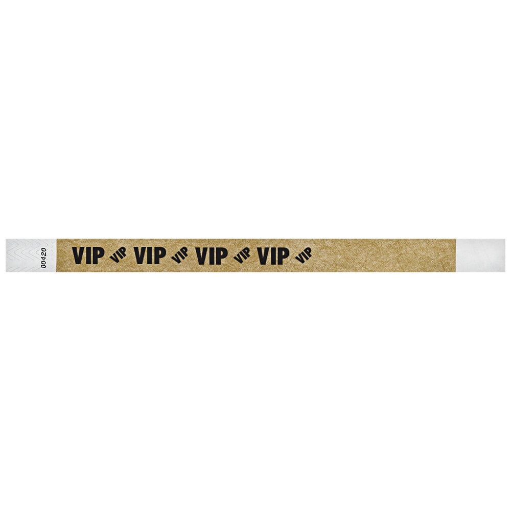 Carnival King Gold VIP Disposable Tyvek® Wristband 3/4 inch x 10 inch - 500/Bag