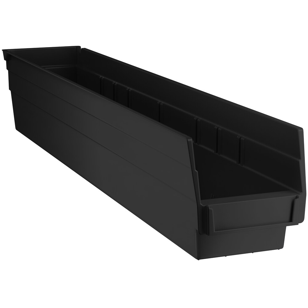 Regency Black Shelf Bin, 23 5/8 inch x 4 1/8 inch x 4 inch - 16/Case