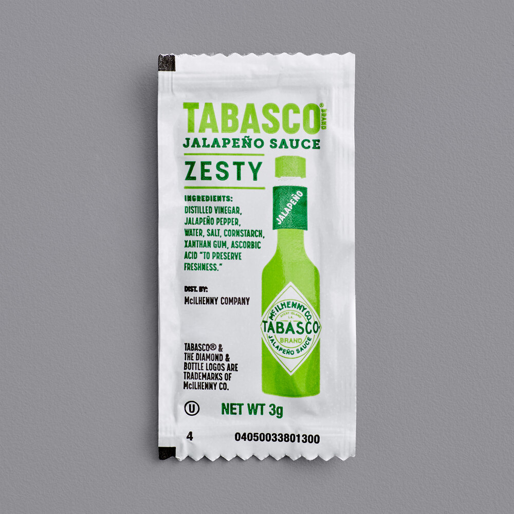 TABASCO® Green Hot Sauce Portion Packet 3 Gram 200/Case