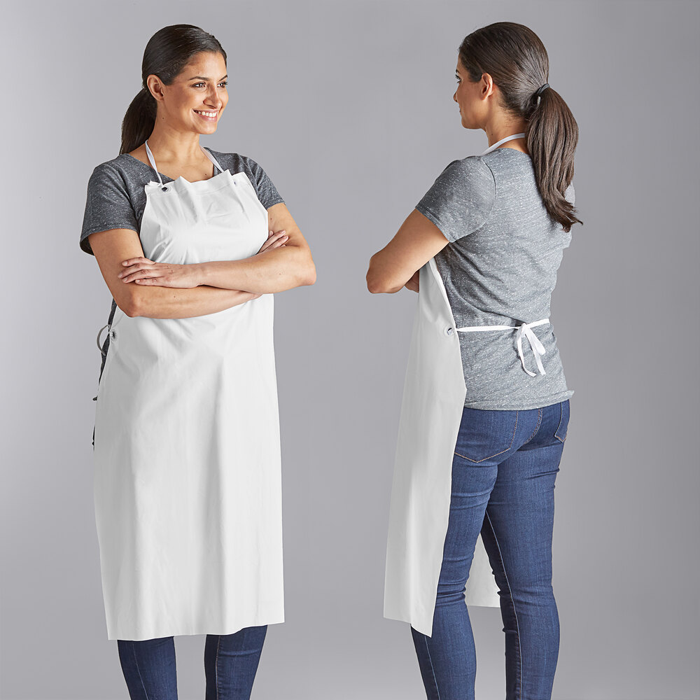 Choice White 8 Mil Lightweight Vinyl Dishwasher Apron 40" x 26"