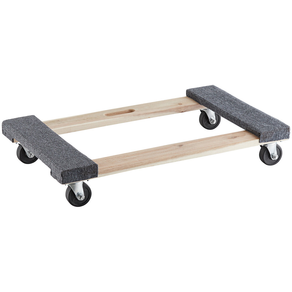 Lavex 600 lb. Wood Dolly with Carpeted Deck Ends and 3" Wheels