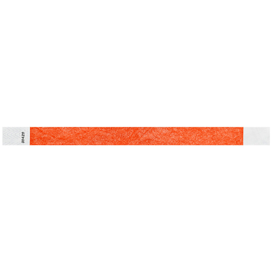 Carnival King Neon Red Disposable Tyvek® Wristband 3/4 inch x 10 inch - 500/Bag