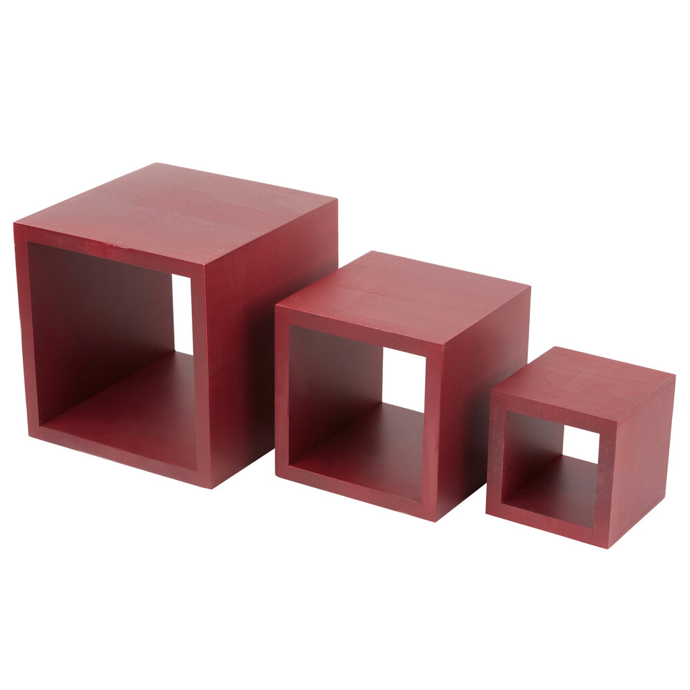 American Metalcraft RSM2 Mahogany Wood Riser Set Wood Display Risers