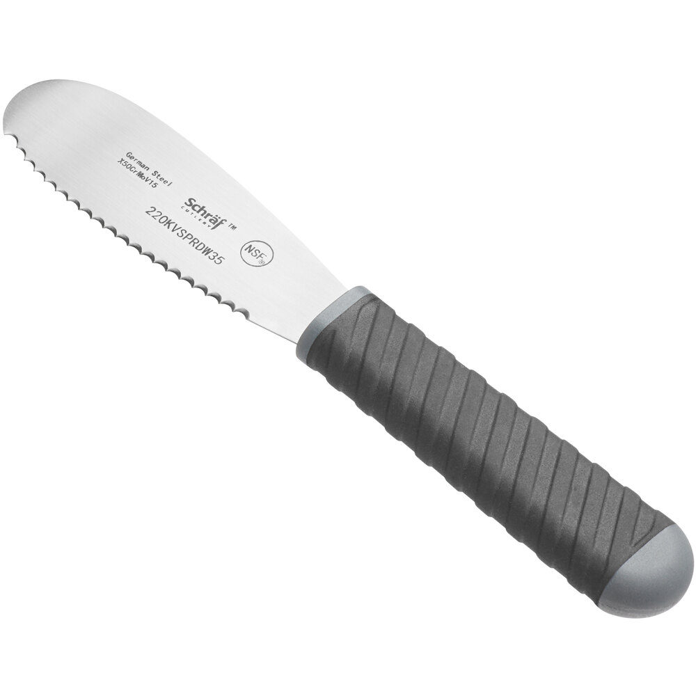 Schraf 3 1/2"; Scalloped Stainless Steel Sandwich Spreader with TPRgrip Handle