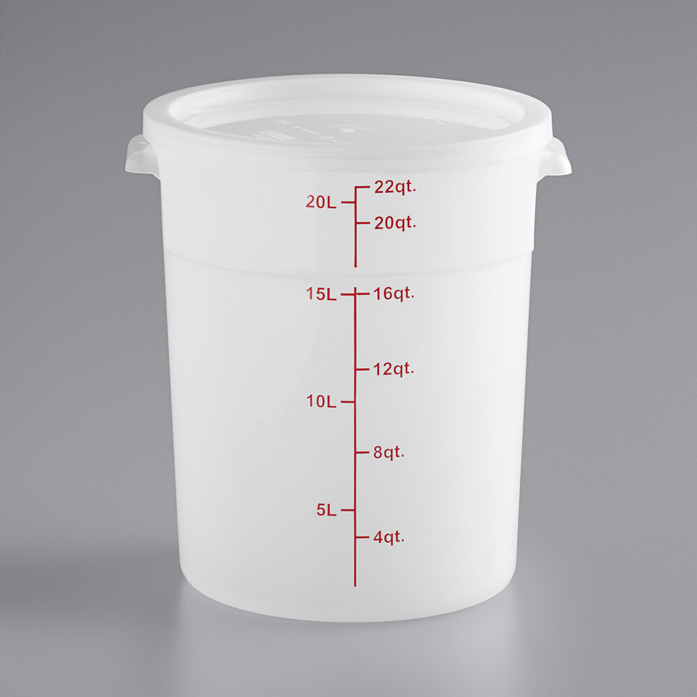Choice 22 Qt. Translucent Round Polypropylene Food Storage Container and Lid