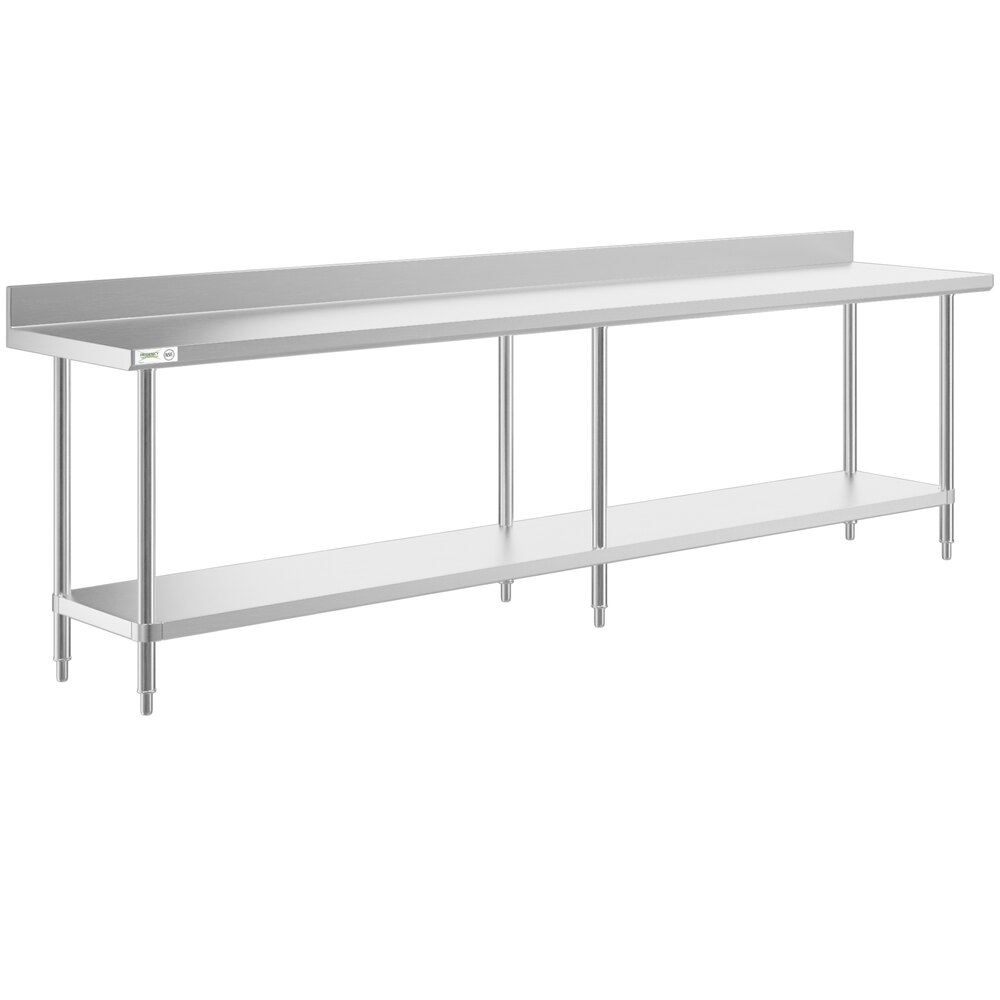Regency 24 inch x 120 inch 16-Gauge Stainless Steel Commercial Work Table with 4 inch Backsplash and Undershelf
