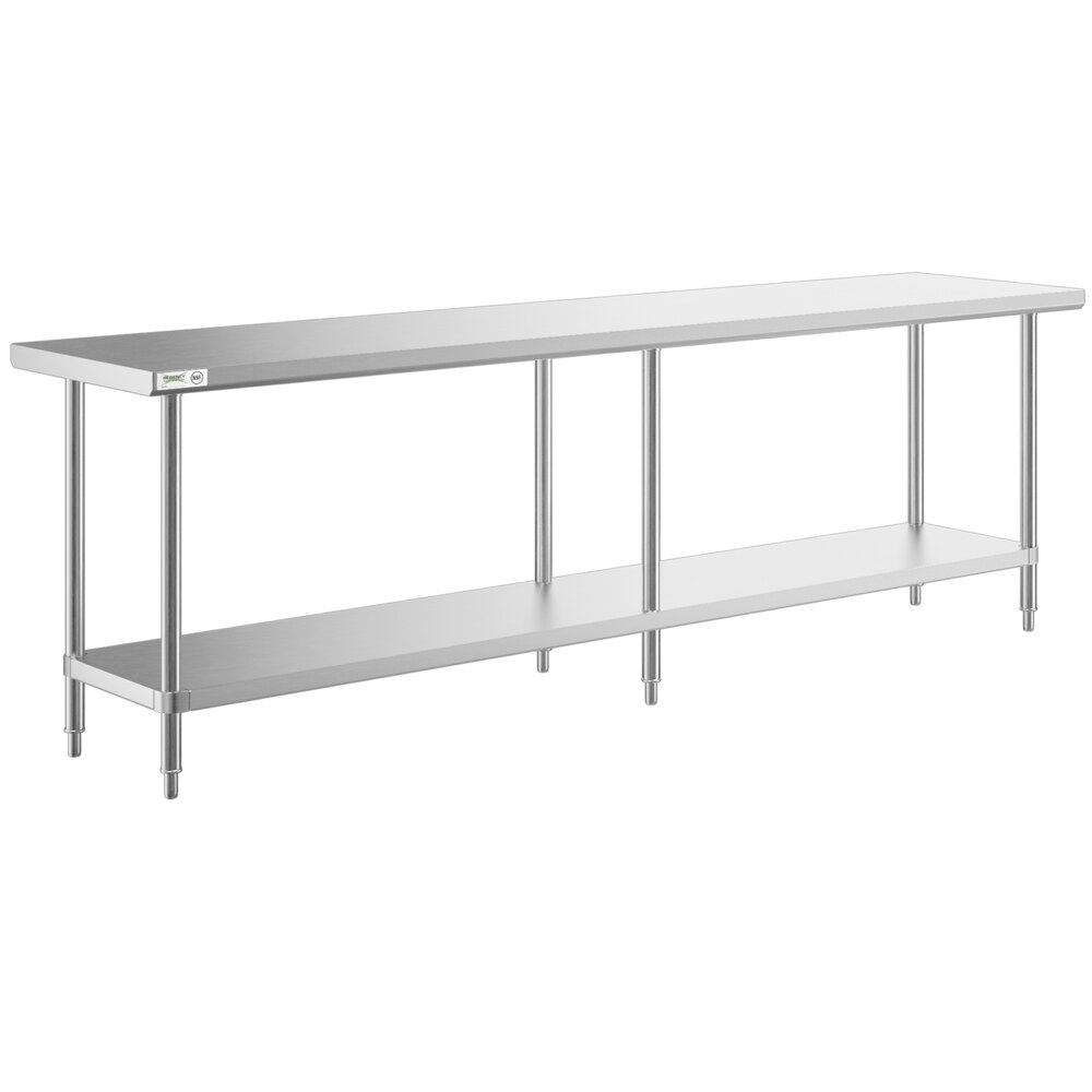 Regency 24 inch x 108 inch 16-Gauge 304 Stainless Steel Commercial Work Table with Undershelf