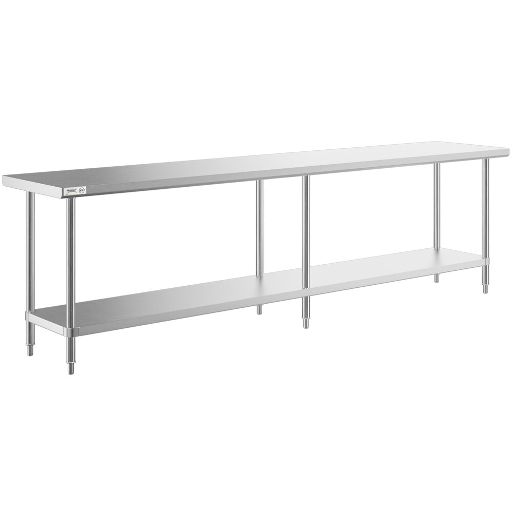 Regency 24 inch x 120 inch 16-Gauge 304 Stainless Steel Commercial Work Table with Undershelf