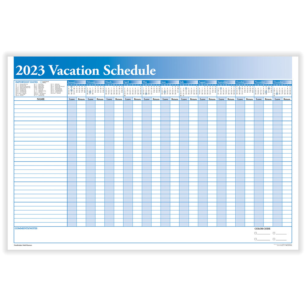ComplyRight 36 X 24 2023 Full Vacation Schedule