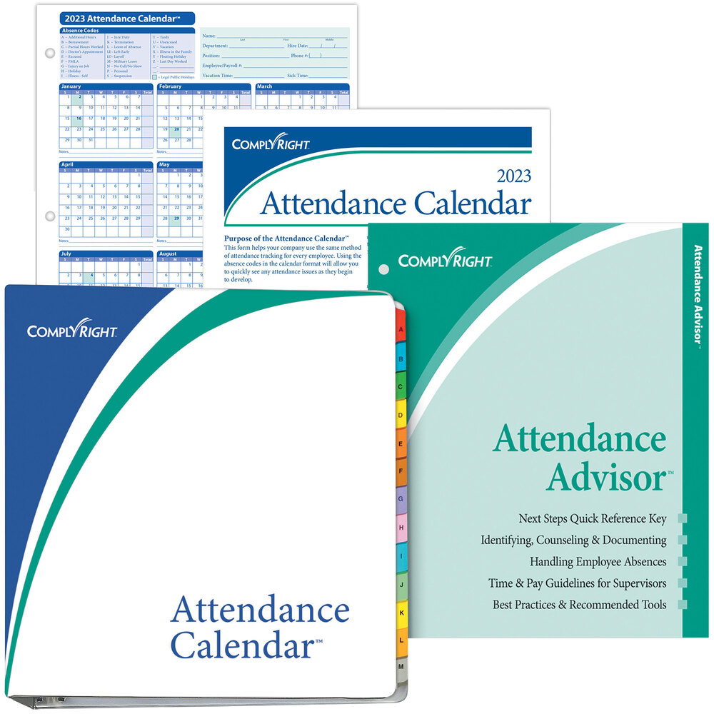 ComplyRight 2024 White Attendance Tracking Calendar Kit 50/Pack