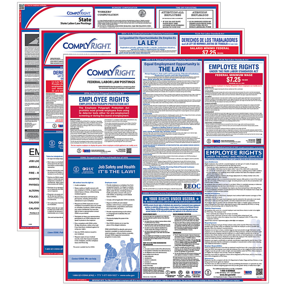 ComplyRight Bilingual Federal / English State 1 Year Labor Law Poster ...