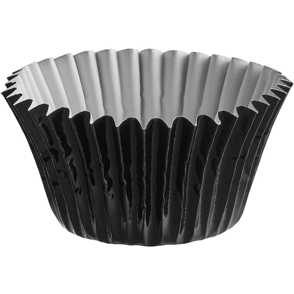 Enjay 1 1/4" x 7/8" Black Foil Mini Baking Cup 10080/Case