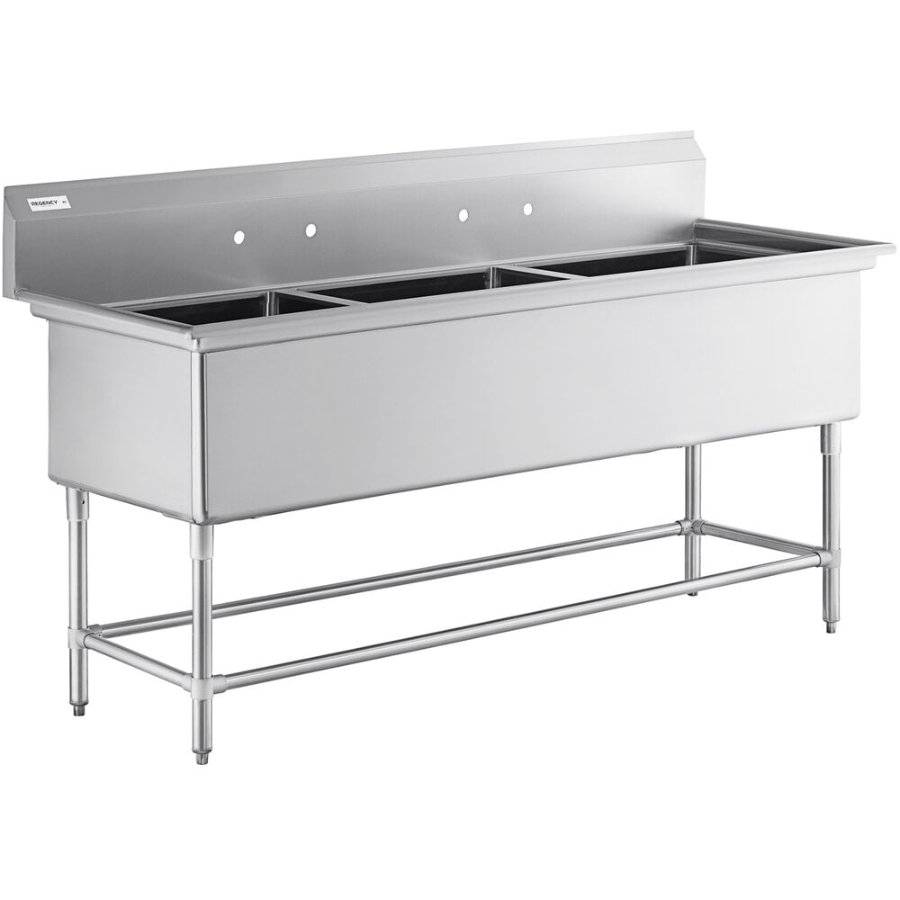 Regency Spec Line 81" 14 Gauge Stainless Steel Three Compartment