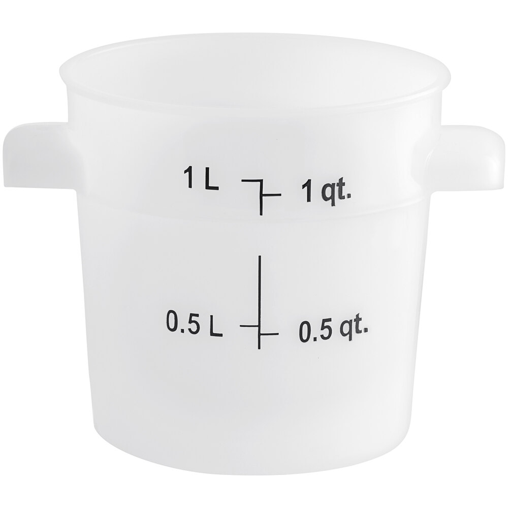 Vigor 1 Qt. White Round Polyethylene Food Storage Container