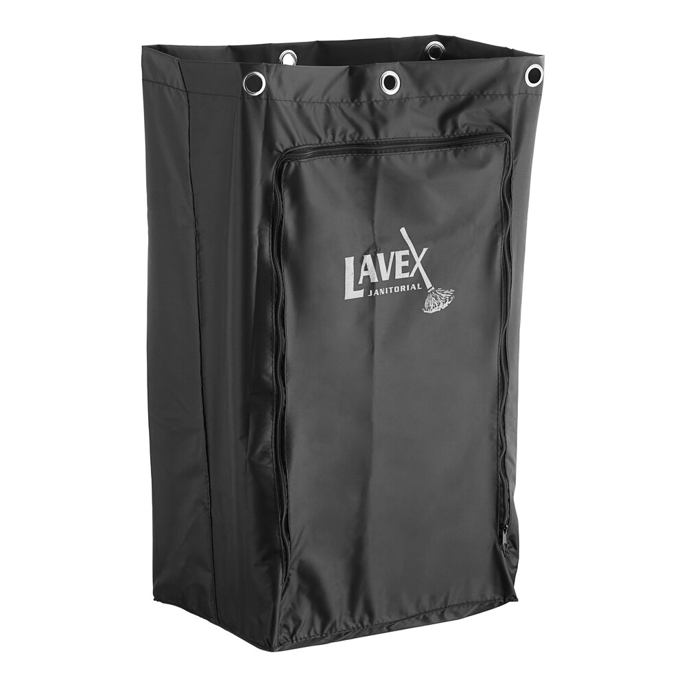 Lavex Black Vinyl Janitor Cart Bag with Zipper