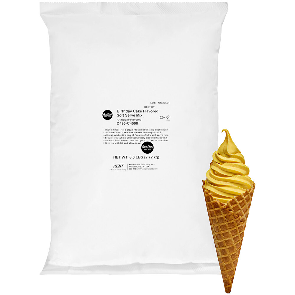 Frostline Birthday Cake Soft Serve Ice Cream Mix 6 lb. 6/Case