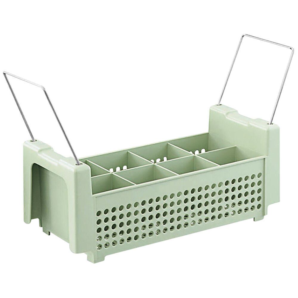 Vollrath 8 Compartment Half Size Green Flatware Rack with Handles 52641