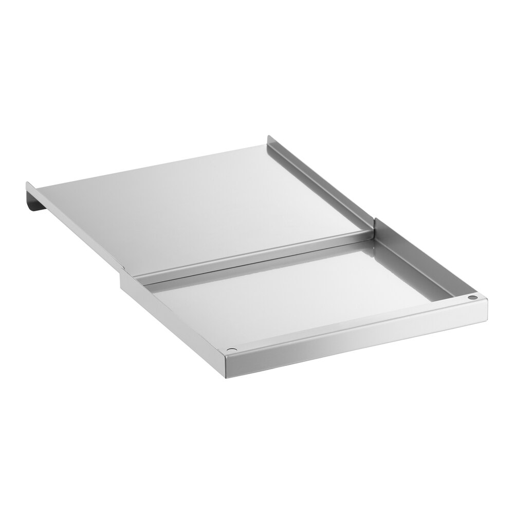 A rectangular stainless steel sliding lid with raised edges, designed to fit over a bin or container.