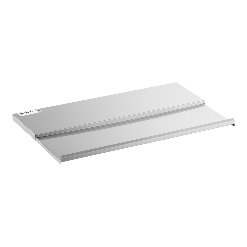 A rectangular stainless steel sliding lid with a raised edge, designed to fit over an underbar ice bin.