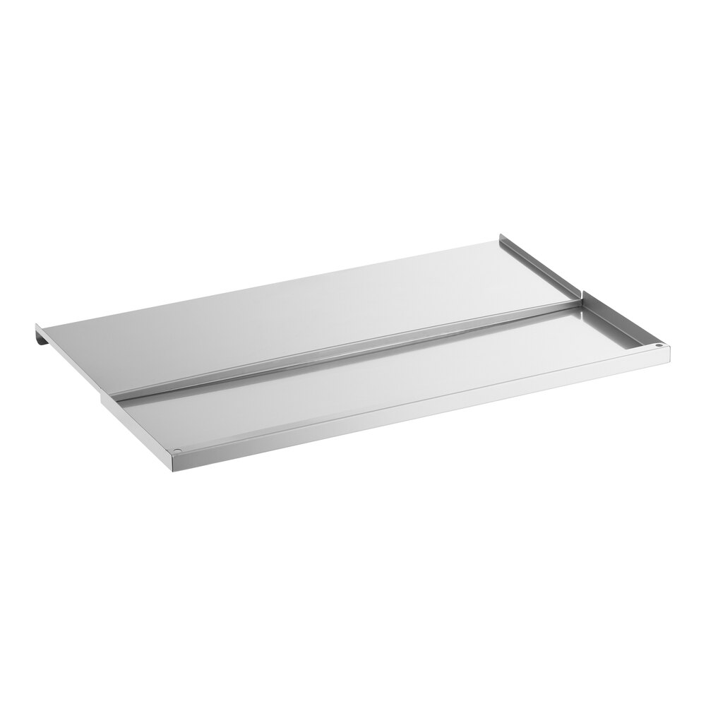 A rectangular stainless steel sliding lid with raised edges, designed to fit over a bin or container.