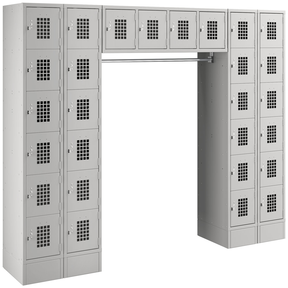 Regency Space Solutions Beige 6 Tier Locker with 28 Compartments and Garment Rack