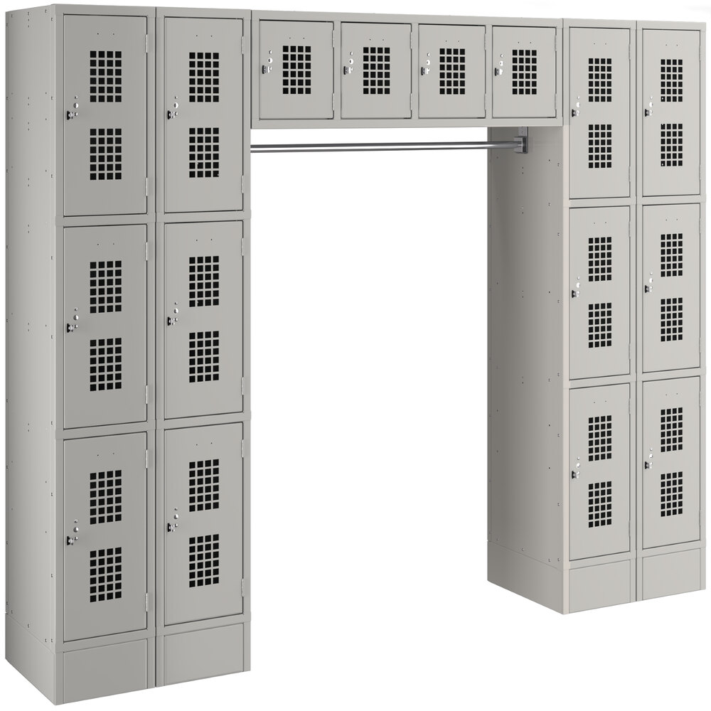 Regency Space Solutions Beige 3 Tier Locker with 16 Compartments and Garment Rack