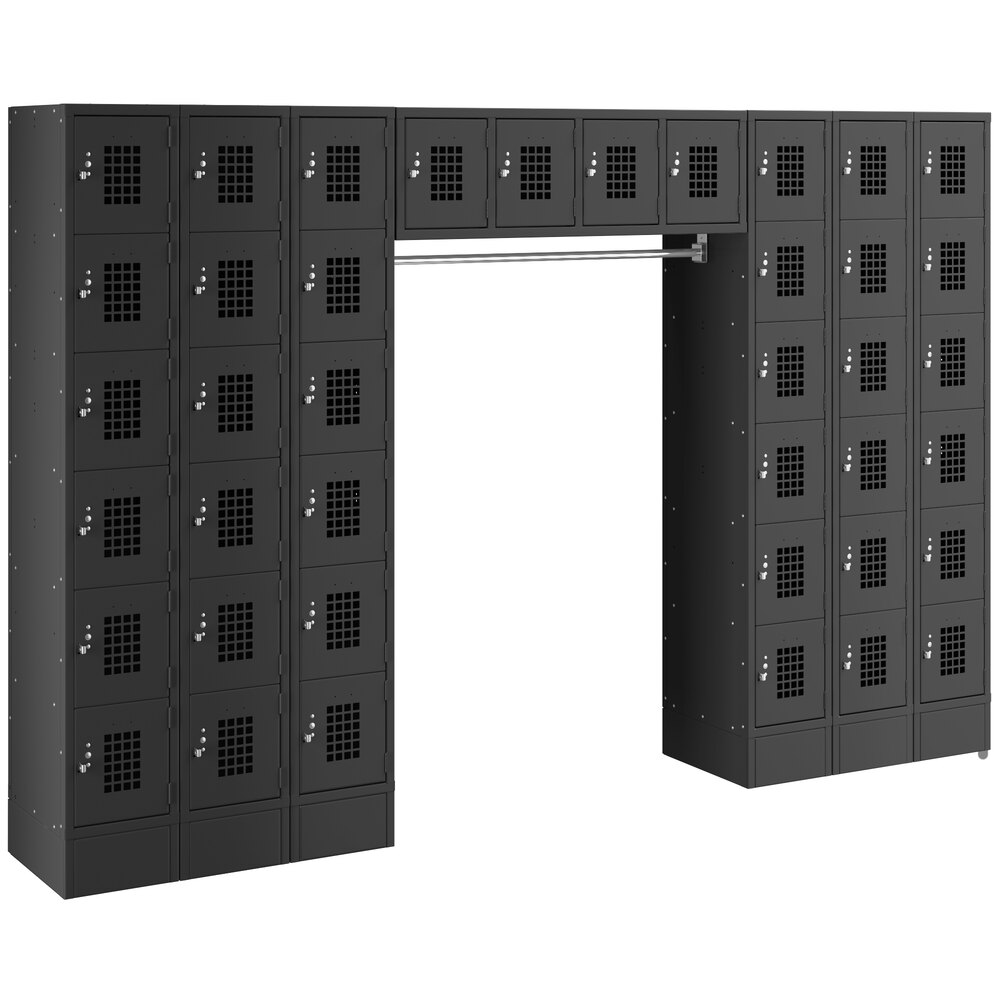 Regency Space Solutions Black 6 Tier Locker with 40 Compartments and Garment Rack