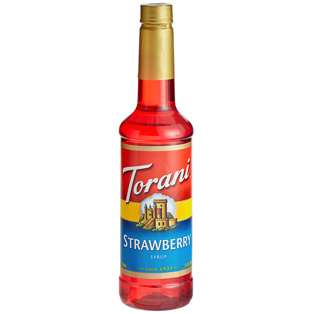 Torani Strawberry Flavoring Syrup Plastic Bottles (750 mL)