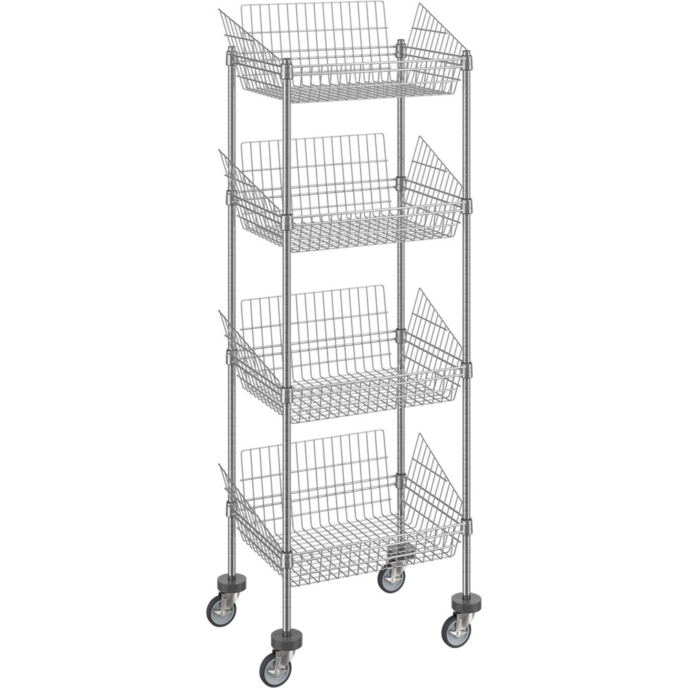 Regency 18 inch x 24 inch NSF Chrome 4 Post Basket Kit with 64 inch Posts and Casters