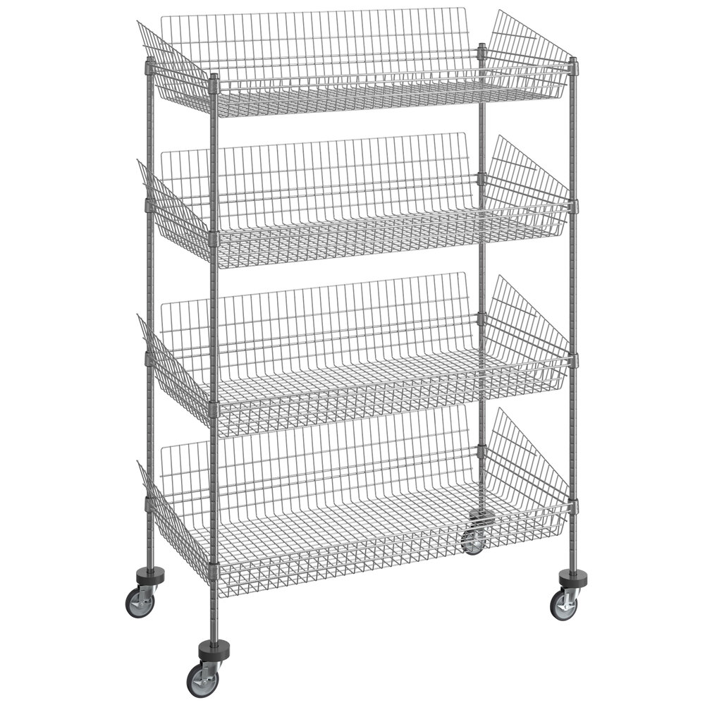 Regency 24 inch x 48 inch NSF Chrome 4 Post Basket Kit with 64 inch Posts and Casters