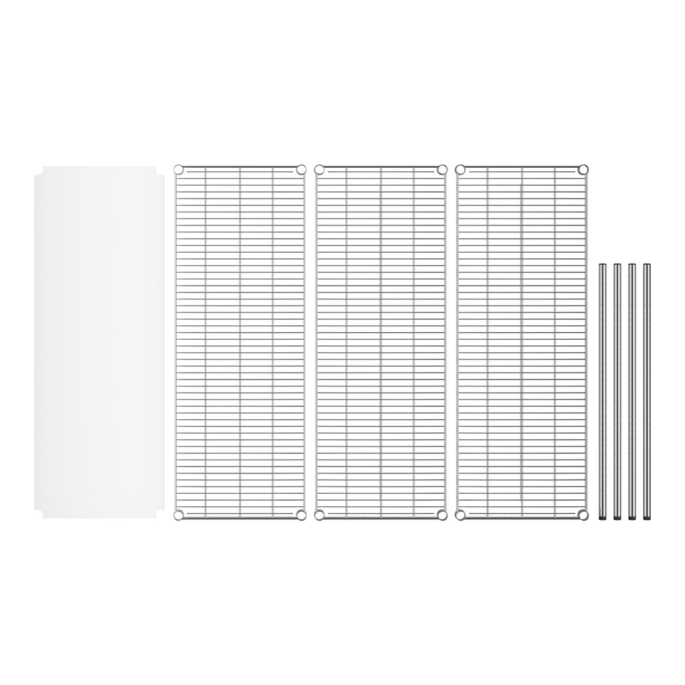 A white grid with metal rods.