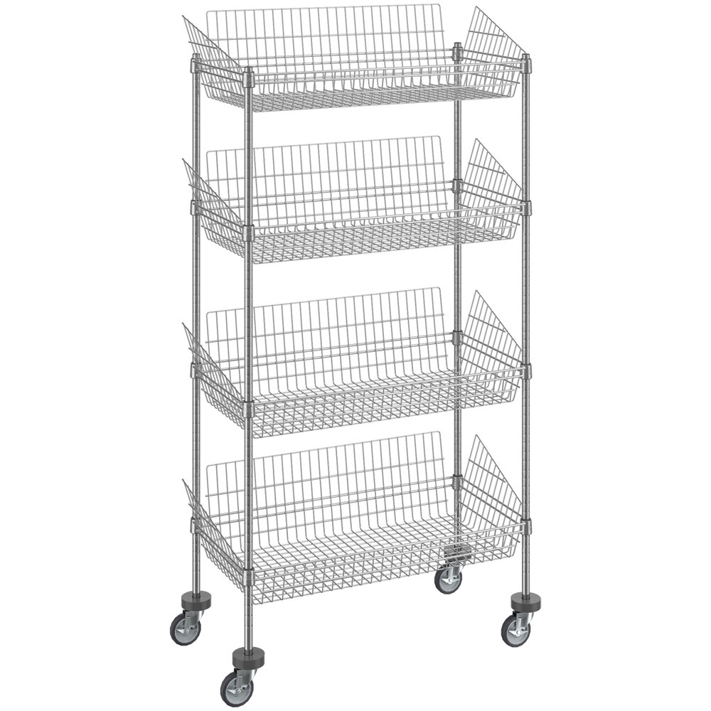 Regency 18 inch x 36 inch NSF Chrome 4 Post Basket Kit with 64 inch Posts and Casters