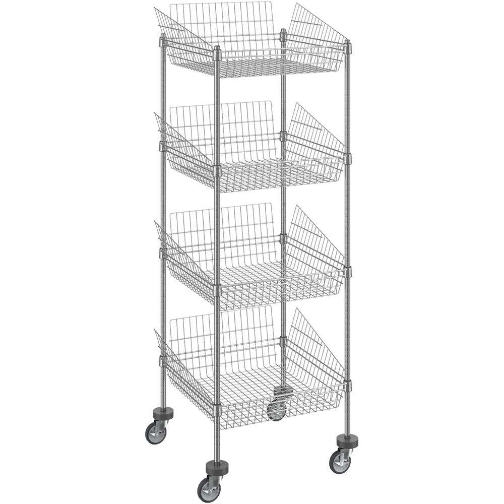 Regency 24 inch x 24 inch NSF Chrome 4 Post Basket Kit with 64 inch Posts and Casters