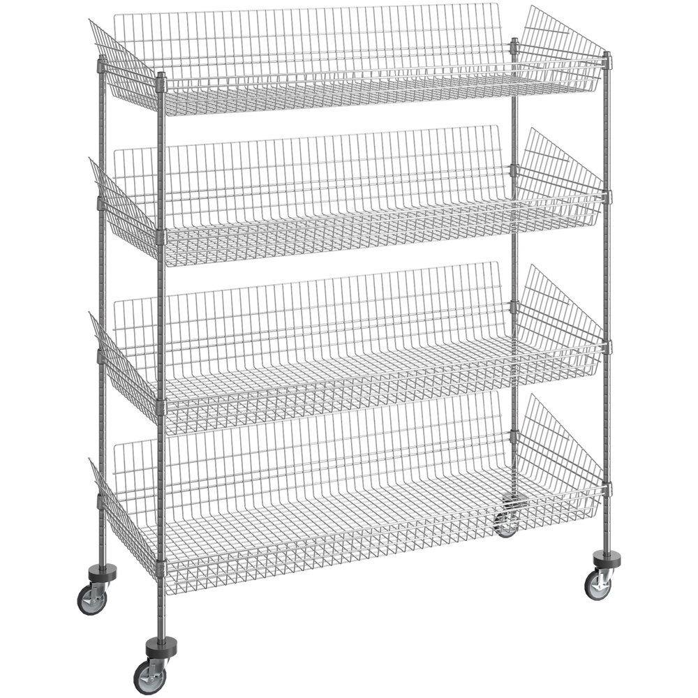 Regency 24 inch x 60 inch NSF Chrome 4 Post Basket Kit with 64 inch Posts and Casters